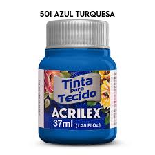 TINTA TECIDO ACRILEX 501 AZUL TURQUEZA 37ML FOSCA  7891153041223