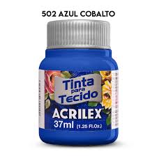 TINTA TECIDO ACRILEX 502 AZUL COBALTO 37ML FOSCA  7891153041230