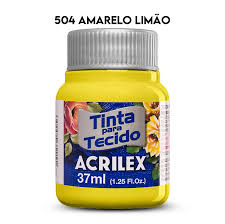 TINTA TECIDO ACRILEX 504 AMARELO LIMÃO 37ML FOSCA  7891153041254
