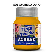 TINTA TECIDO ACRILEX 505 AMARELO OURO 37ML FOSCA  7891153041261