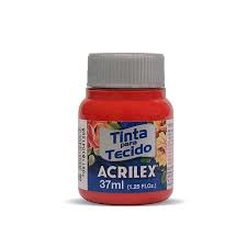 TINTA TECIDO ACRILEX 508 VERM.ESCARLATE 37ML FOSCA  7891153041285