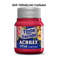 TINTA TECIDO ACRILEX 509 VERM.CARMIM 37ML FOSCA  7891153041292