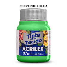 TINTA TECIDO ACRILEX 510 VERDE FOLHA 37ML FOSCA  7891153041308