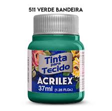 TINTA TECIDO ACRILEX 511 VERDE BANDEIRA 37ML FOSCA  7891153041315