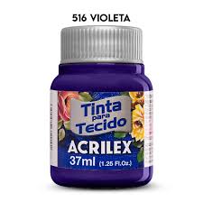 TINTA TECIDO ACRILEX 516 VIOLETA 37ML FOSCA  7891153041353