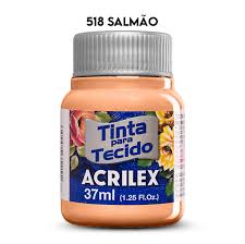 TINTA TECIDO ACRILEX 518 SALMÃO 37ML FOSCA  7891153041377