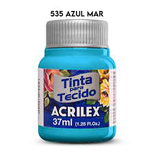 TINTA TECIDO ACRILEX 535 AZUL MAR 37ML FOSCA  7891153014173
