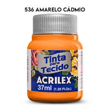 TINTA TECIDO ACRILEX 536 AMARELO CÁDMIO 37ML FOSCA  7891153041421