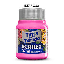 TINTA TECIDO ACRILEX 537 ROSA 37ML FOSCA  7891153041438