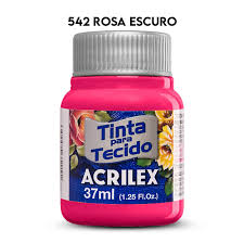 TINTA TECIDO ACRILEX 542 ROSA ESCURO 37ML FOSCA CÓD.UN7891153041483