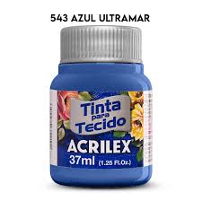 TINTA TECIDO ACRILEX 543 AZUL ULTRAMAR 37ML FOSCA  7891153000541