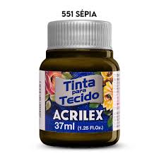 TINTA TECIDO ACRILEX 551 SÉPIA 37ML FOSCA  7891153041568