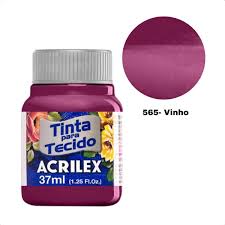 TINTA TECIDO ACRILEX 565 VINHO 37ML FOSCA  7891153041582