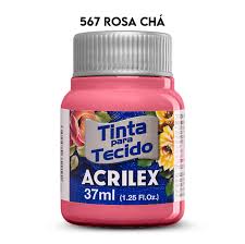 TINTA TECIDO ACRILEX 567 ROSA CHA 37ML FOSCA  7891153041599