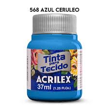TINTA TECIDO ACRILEX 568 AZUL CERULEO 37ML FOSCA  7891153041759