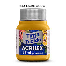 TINTA TECIDO ACRILEX 573 OCRE OURO 37ML FOSCA  7891153041780
