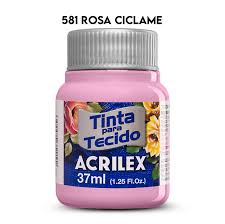 TINTA TECIDO ACRILEX 581 ROSA CICLAME 37ML FOSCA  7891153041797