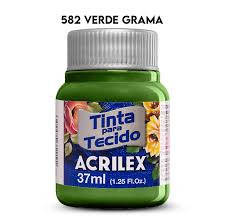 TINTA TECIDO ACRILEX 582 VERDE GRAMA 37ML FOSCA  7891153041803