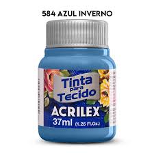 TINTA TECIDO ACRILEX 584 AZUL INVERNO 37ML FOSCA  7891153000527
