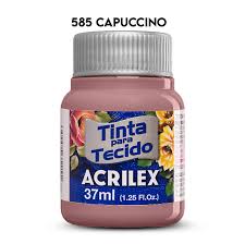 TINTA TECIDO ACRILEX 585 CAPUCCINO 37ML FOSCA CÓD.UN 7891153000565