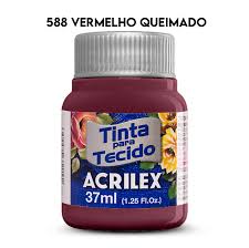 TINTA TECIDO ACRILEX 588 VERM.QUEIMADO 37ML FOSCA CÓD.UN 7891153000442