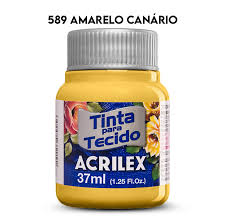 TINTA TECIDO ACRILEX 589 AMAR.CANARIO 37ML FOSCA CÓD.UN 7891153000404