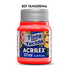 TINTA TECIDO ACRILEX 801 TANGERINA 37ML FOSCA CÓD.UN 7891153000503