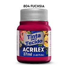 TINTA TECIDO ACRILEX 804 FUCHSIA 37ML FOSCA CÓD.UN 7891153000480