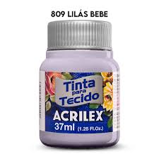 TINTA TECIDO ACRILEX 809 LILAS BEBE 37ML FOSCA CÓD.UN 7891153014074