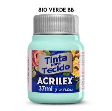 TINTA TECIDO ACRILEX 810 VERDE BEBE 37ML FOSCA CÓD.UN 7891153014098
