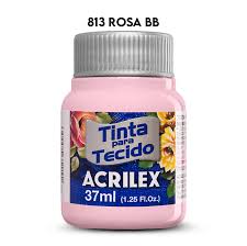 TINTA TECIDO ACRILEX 813 ROSA BEBE 37ML FOSCA CÓD.UN 7891153014159