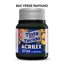TINTA TECIDO ACRILEX 860 VERDE PÂNTANO 37ML FOSCA  7891153032948