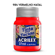 TINTA TECIDO ACRILEX 984 VERM.NATAL 37ML FOSCA 7891153068145