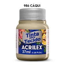 TINTA TECIDO ACRILEX 986 CAQUI 37ML FOSCA CÓD.UN 7891153068107