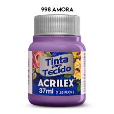 TINTA TECIDO ACRILEX 998 AMORA 37ML FOSCA  7891153072531