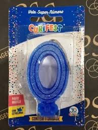 VELA C/GLITER N.0 AZUL  C/10  7896901617682