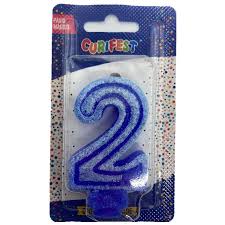 VELA C/GLITER N.2 AZUL  C/10  7896901617705
