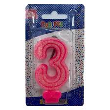 VELA C/GLITER N.3 ROSA  C/10  7896901617910