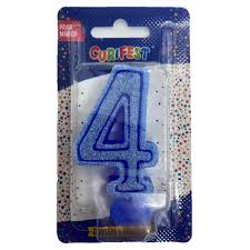 VELA C/GLITER N.4 AZUL  C/10  7896901617729