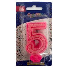 VELA C/GLITER N.5 ROSA  C/10  7896901617934