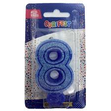 VELA C/GLITER N.8 AZUL  C/10  7896901617767