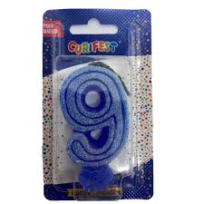 VELA C/GLITER N.9 AZUL  C/10  7896901617774