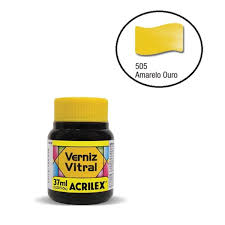 VERNIZ VITRAL 37ML ACRILEX AMARELO OURO  7891153081724