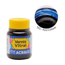 VERNIZ VITRAL 37ML ACRILEX AZUL COBALTO  7891153081717