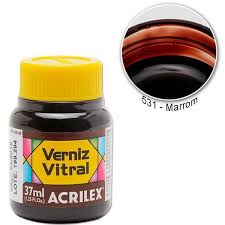 VERNIZ VITRAL 37ML ACRILEX MARROM  7891153081823