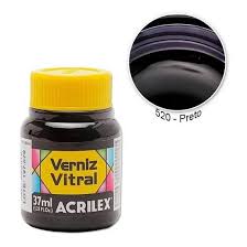VERNIZ VITRAL 37ML ACRILEX PRETO  7891153081816