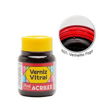VERNIZ VITRAL 37ML ACRILEX VERMELHO FOGO  7891153081731
