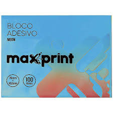 BLOCO ADESIVO MAXPRINT 76X102MM NEON AZUL 100F