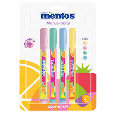 CANETA MARCA TEXTO COMPACTOR MENTOS C/04