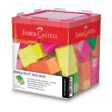 BORRACHA PLASTICA FABER C/CAPA C/24 NEON
